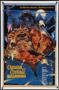 4r0714 CARAVAN OF COURAGE style B int'l 1sh 1984 An Ewok Adventure, Star Wars, art by Drew Struzan!