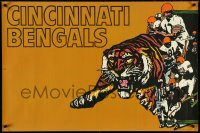 4r0159 CINCINNATI BENGALS 24x36 commercial poster 1970 cool art of Bengal Tiger in front of team!