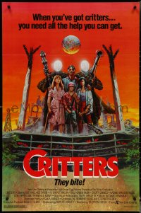 4r0727 CRITTERS 1sh 1986 great completely different art of cast & monsters by Ken Barr!