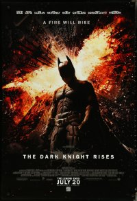 4r0731 DARK KNIGHT RISES advance DS 1sh 2012 Christian Bale as Batman, a fire will rise!