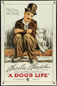 4r0084 DOG'S LIFE S2 poster 1998 great art of Charlie Chaplin as the Tramp & his mutt!