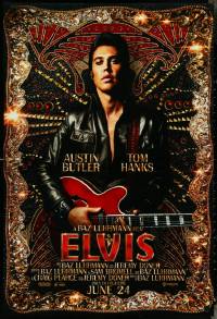 4r0748 ELVIS advance DS 1sh 2022 great image of Austin Butler in the title role with guitar!