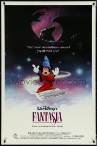 4r0755 FANTASIA 1sh R1985 Mickey from Sorcerer's Apprentice & Chernabog from Night on Bald Mountain!