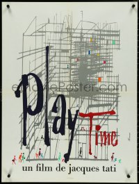 4r0102 PLAYTIME French 24x32 1967 Jacques Tati, cool different art by Baudin & Rene Ferracci!