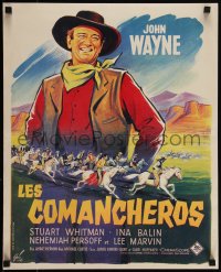 4r0272 COMANCHEROS French 18x22 1961 Grinsson art of cowboy John Wayne, directed by Michael Curtiz!