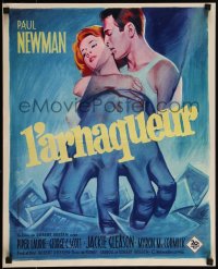 4r0273 HUSTLER French 18x22 1962 Grinsson art of pool pro Paul Newman & sexy Piper Laurie!