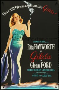 4r0086 GILDA S2 poster 2000 classic art of sexy smoking Rita Hayworth in sheath dress!