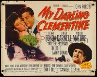 4r0352 MY DARLING CLEMENTINE 1/2sh R1953 John Ford, Henry Fonda, Linda Darnell!