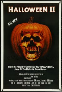 4r0783 HALLOWEEN II 1sh 1981 cool jack-o-lantern skull image, more of the night HE came home!