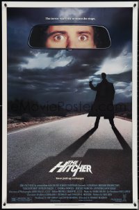 4r0793 HITCHER 1sh 1986 creepy hitchhiker Rutger Hauer, C. Thomas Howell, never pick-up a stranger!