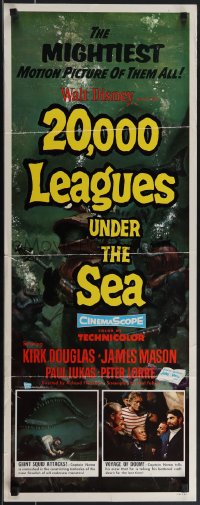 4r0444 20,000 LEAGUES UNDER THE SEA insert 1955 Jules Verne classic, art of deep sea divers!