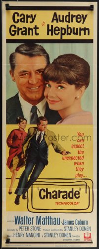 4r0457 CHARADE insert 1963 tough Cary Grant & sexy Audrey Hepburn, expect the unexpected!