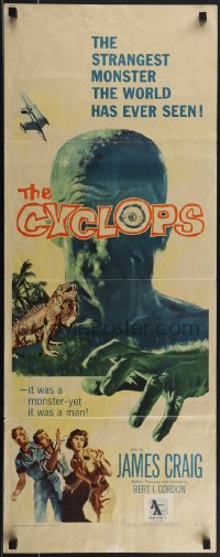 4r0459 CYCLOPS insert 1957 Bert I. Gordon, Lon Chaney Jr., it was a monster yet it was a man!