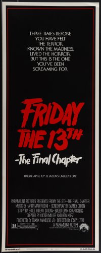 4r0465 FRIDAY THE 13th - THE FINAL CHAPTER insert 1984 Part IV, slasher sequel, Jason's unlucky day!