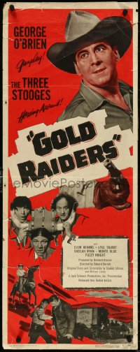 4r0468 GOLD RAIDERS insert 1951 Three Stooges, Moe Howard, Larry Fine, & Shemp Howard, ultra rare!