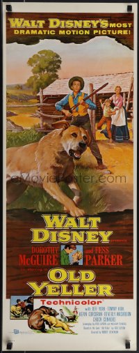 4r0485 OLD YELLER insert 1957 Dorothy McGuire, Fess Parker, art of Disney's classic canine!