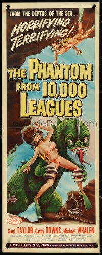 4r0492 PHANTOM FROM 10,000 LEAGUES insert 1956 classic art of monster & sexy scuba diver by Kallis!