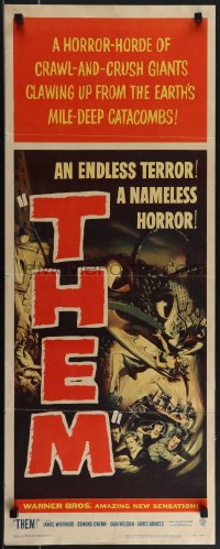 4r0509 THEM insert 1954 classic art of nameless horror horde of giant bugs terrorizing people!