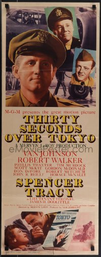 4r0510 THIRTY SECONDS OVER TOKYO insert 1944 art of pilot Spencer Tracy, Robert Walker & Thaxter!