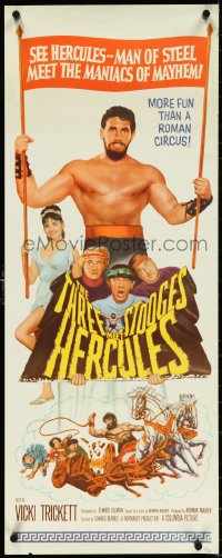 4r0511 THREE STOOGES MEET HERCULES insert 1961 Moe Howard, Larry Fine & Joe DeRita w/ Samson Burke!