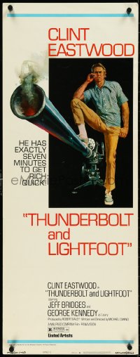 4r0512 THUNDERBOLT & LIGHTFOOT style C insert 1974 art of Clint Eastwood with HUGE gun by McGinnis!