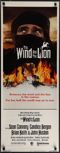 4r0519 WIND & THE LION insert 1975 art of Sean Connery & Candice Bergen, directed by John Milius!