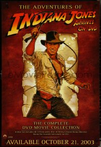 4r0128 INDIANA JONES 27x40 video poster 2003 Indiana Jones Trilogy, art of adventurer w/whip!