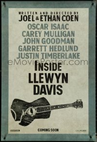 4r0806 INSIDE LLEWYN DAVIS teaser DS 1sh 2013 Coen brothers, Oscar Isaac, art of guitar with eye!