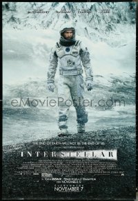 4r0807 INTERSTELLAR advance DS 1sh 2014 image of Matthew McConaughey walking in astronaut suit!