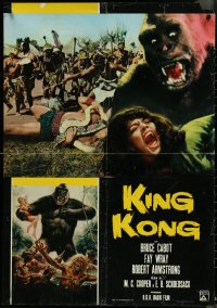 4r0229 KING KONG Italian 26x37 pbusta R1966 different Casaro art of the giant ape carrying woman!