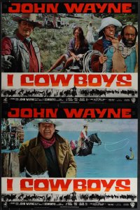 4r0388 COWBOYS set of 10 Italian 19x26 pbustas 1972 big John Wayne, different & ultra rare!