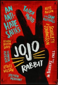 4r0816 JOJO RABBIT teaser DS 1sh 2019 Roman Griffin David in the title role, Waititi as Hitler!