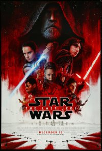 4r0830 LAST JEDI advance DS 1sh 2017 Star Wars, incredible sci-fi image of Hamill, Driver & Ridley!