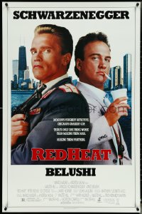 4r0895 RED HEAT 1sh 1988 great image of cops Arnold Schwarzenegger & James Belushi!