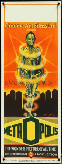 4r0157 METROPOLIS 15x40 Australian REPRO poster 1990s Fritz Lang, art from first release daybill!