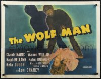 4r0256 WOLF MAN 22x28 REPRO poster 2010s Lon Chaney Jr. from half-sheet with printed signature!