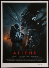 4r0080 ALIENS signed 17x24 art print 2010s by Brian Leroy Taylor, Ripley with Newt fights Queen!