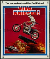 4r0220 VIVA KNIEVEL 27x33 special poster 1977 art of the daredevil jumping his motorcycle by Roy Anderson!