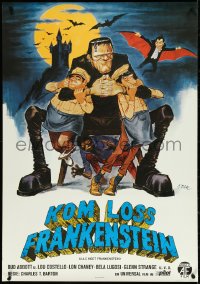 4r0168 ABBOTT & COSTELLO MEET FRANKENSTEIN Swedish R1970 Dill art of Wolfman, Dracula, Bud & Lou!