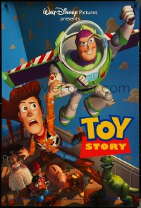 4r0969 TOY STORY DS 1sh 1995 Disney/Pixar cartoon, Buzz Lightyear flying over Woody, Bo Peep, more!