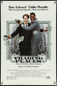 4r0972 TRADING PLACES 1sh 1983 Dan Aykroyd & Eddie Murphy are getting rich & getting even!