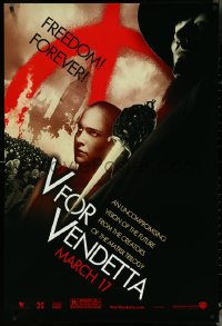 4r0980 V FOR VENDETTA teaser 1sh 2005 Wachowskis, Natalie Portman, Hugo Weaving, city in flames!