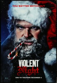 4r0983 VIOLENT NIGHT teaser DS 1sh 2022 creepy David Harbour as Santa Claus, you better watch out!