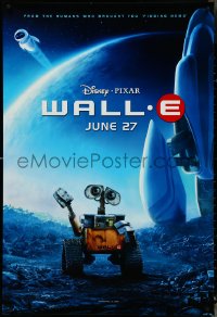 4r0986 WALL-E advance DS 1sh 2008 Walt Disney, Pixar, WALL-E & EVE with spaceship!