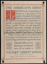 4r0260 AMERICAN'S CREED 16x22 WWI war poster 1918 it is your duty to love your country & defend it!