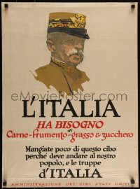 4r0262 L'ITALIA HA BISOGNO 21x28 WWI war poster 1917 George Illion art of Italian officer!