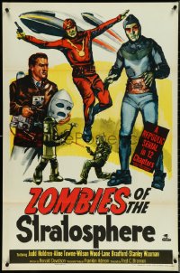 4r1000 ZOMBIES OF THE STRATOSPHERE 1sh 1952 cool art of aliens with guns including Leonard Nimoy!