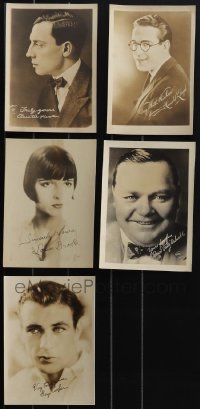 4s0866 LOT OF 5 1920S 5X7 FAN PHOTOS WITH FACSIMILE AUTOGRAPHS 1920s Buster Keaton, Louise Brooks!