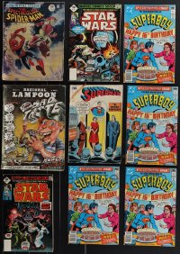 4s0176 LOT OF 9 COMIC BOOKS & MAGAZINES 1960s-1970s Spider-Man, Star Wars, Superman & more!