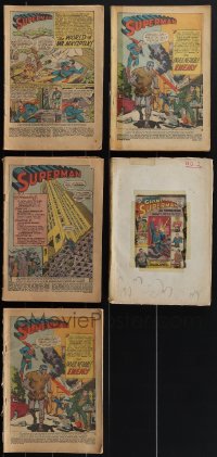 4s0195 LOT OF 5 COVERLESS SUPERMAN COMIC BOOKS 1960s Mr. Mxyzptlk, Invulnerable Enemy & more!